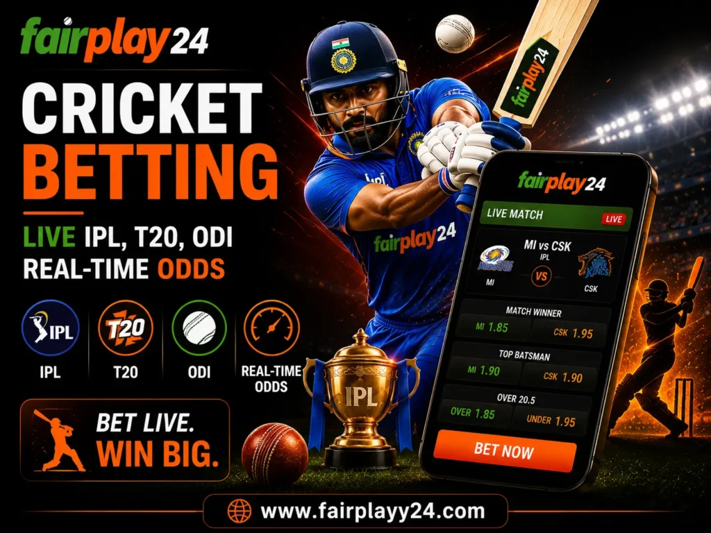 Fairplay24 Cricket Betting – Live IPL, T20, ODI & Real-Time Cricket Odds