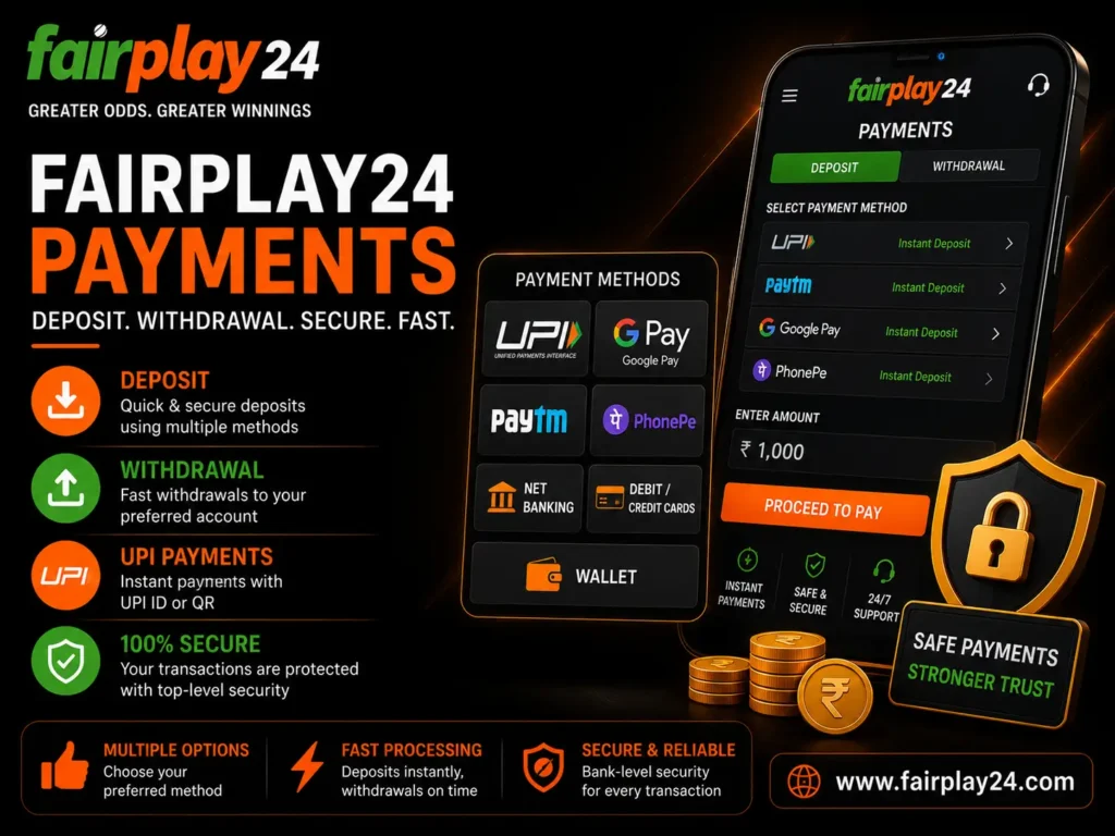 Fairplay24 Payments – Deposit, Withdrawal, UPI & Payment Methods Guide